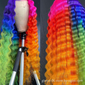 Unprocessed Indian Virgin Human Hair Lace Wig Vendor Wholesale Transparent 13x4 Front Lace Wig HD Deep Wave Human Hair Wigs